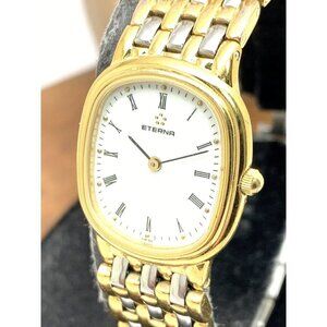 Eterna Women's Watch Vintage Swiss Quartz Petite White Dial 21mm Two Ton…